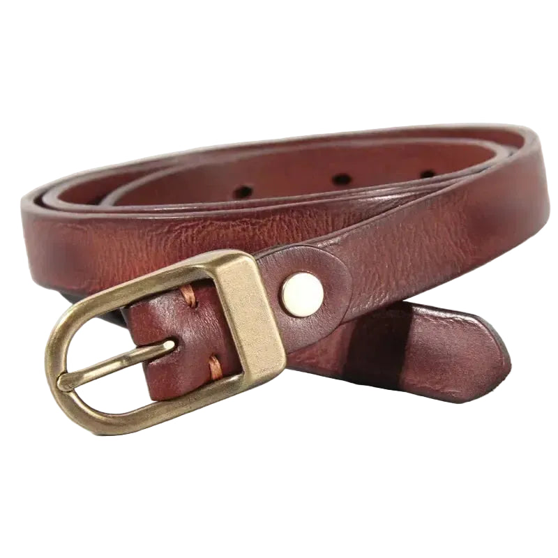 Ceinture en cuir pour femme – Bouton en cuivre pur, idéale pour jeans
